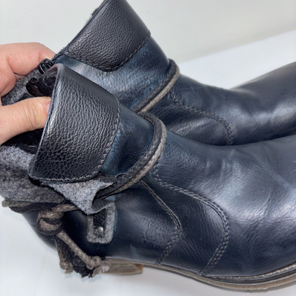 Rieker Women's 40 Fee 79693 Gray Blue Ankle Boot Cozy Zip Knotted Detail Comfort - Picture 12 of 12